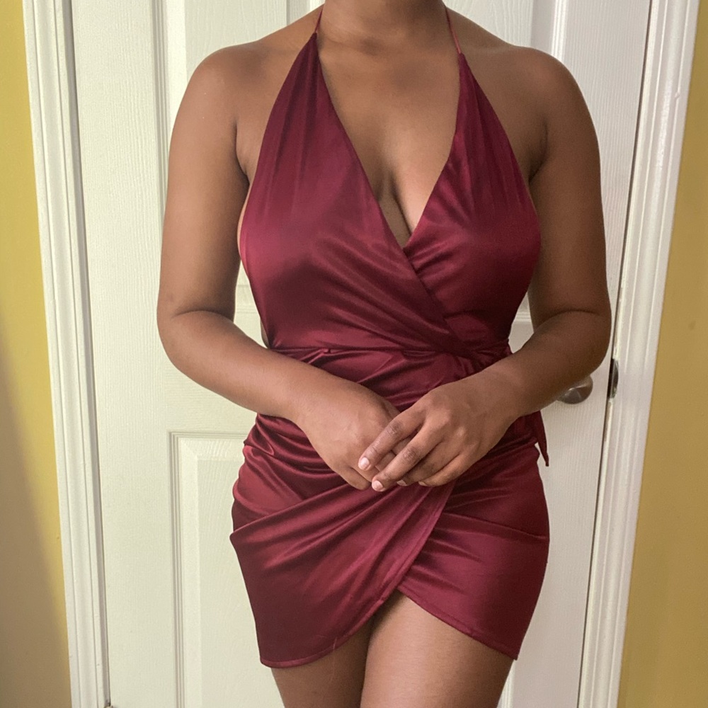 Halter Asymmetrical Mini Dress